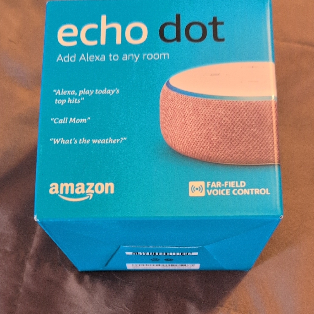 Amazon Echo Dot Blue and Tan